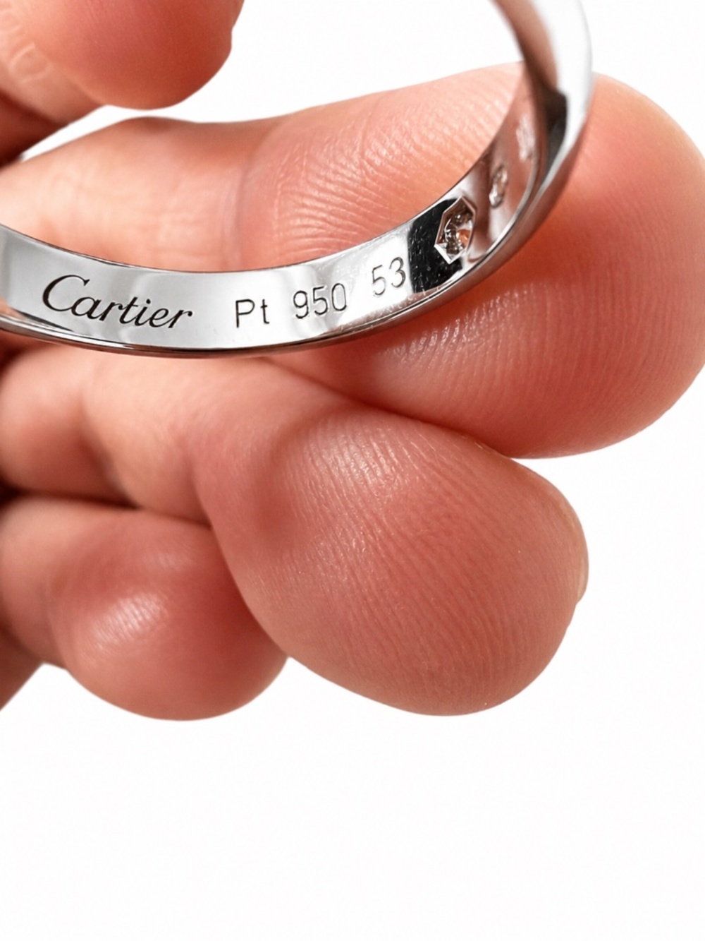 Authentic Cartier Pt950 Platinum Diamond Ring Size 53 US 6.25 Full Set - Picture 2 of 4